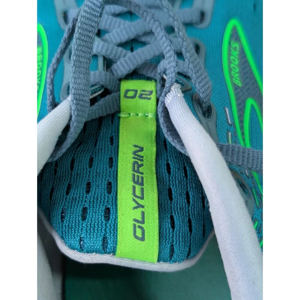 Brooks Men’s Running Shoes Glycerin 20 Size 9D Kayaking/Heron/Green Gecko - Picture 11 of 13